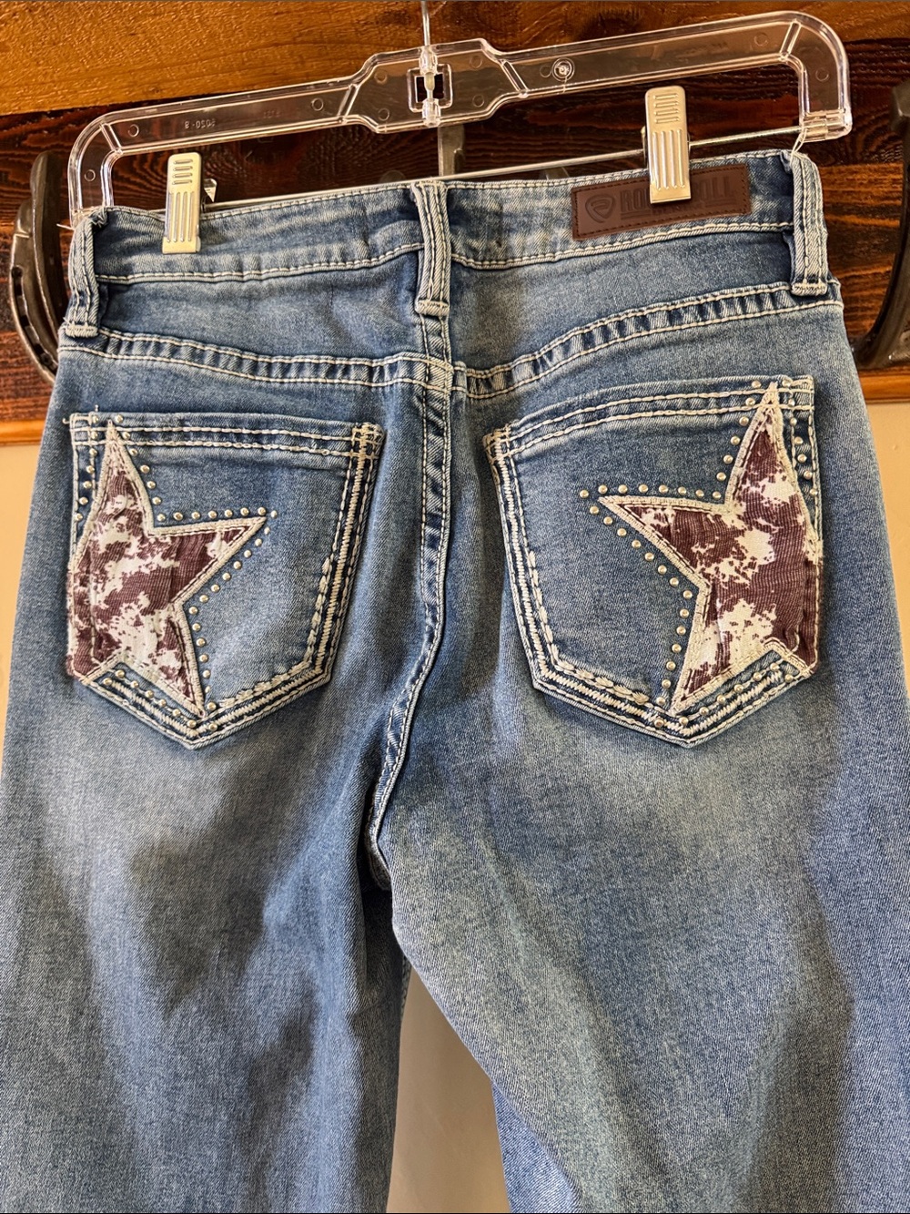 Rock & Roll Denim Women’s Blue Star-Accent Bootcut Jeans - Picture 4 of 12
